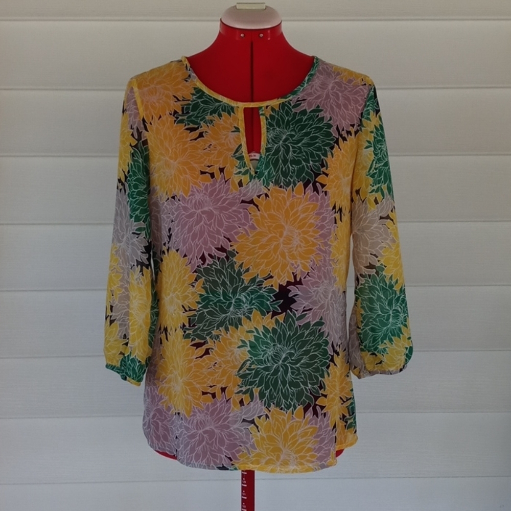 Banana Republic Floral Sheer Blouse Sz S